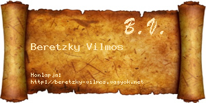 Beretzky Vilmos névjegykártya